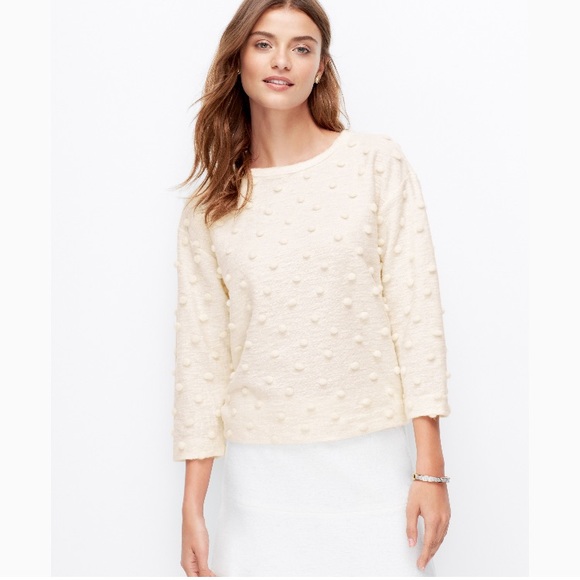Ann Taylor Tops - NWT | Ann Taylor Winter White Pom Pom Sweater Top
